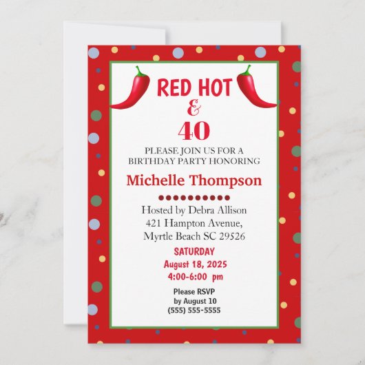 赤熱と40チリペッパー誕生日招待状 招待状 (正面)