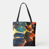 赤熱の火山性溶岩またはエンバーの上の海の牡蠣の殻 トートバッグ (裏面)