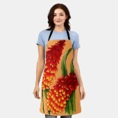 赤熱トランプのポーカー花プリント エプロン (着用した状態)