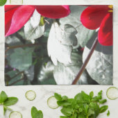 赤熱ピンクデイジー/デイジー花 キッチンタオル (折り畳み)