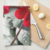 赤熱ピンクデイジー/デイジー花 キッチンタオル (四つ折り)