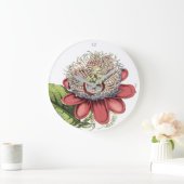 赤熱帯パッシオンフラワー ラージ壁時計 (ホーム)