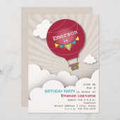 赤熱気球&クラウドキッズ誕生日 招待状 (正面/裏面)