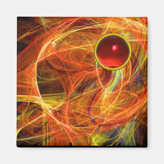 赤熱狂するルビー宝石を有する光子 マグネット (正面)