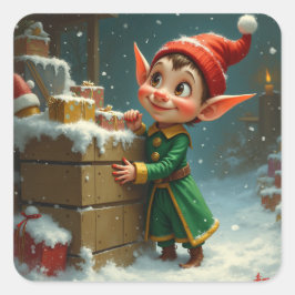 赤爪を磨いた小妖精や小人 スクエアシール