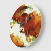 赤牛絵画病 ラージ壁時計 (傾斜)