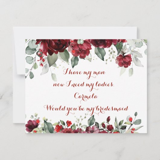 赤牡丹エピファニー結婚の花嫁付き頼カード 招待状 (裏面)