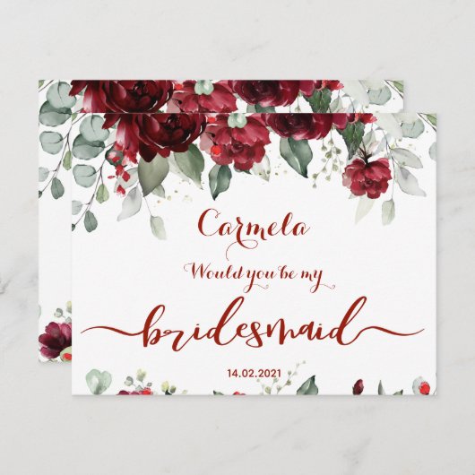 赤牡丹エピファニー結婚の花嫁付き頼カード 招待状 (正面/裏面)