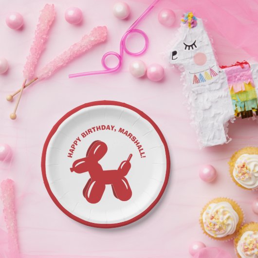 赤犬風船動物パーソナライズされたパーティー ペーパープレート (パーティー)