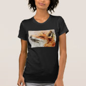 赤狐の水彩画ポートレート01 Tシャツ (正面)