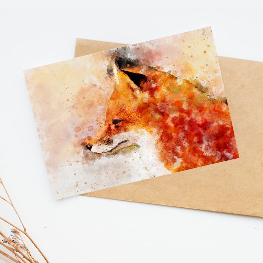 赤狐の水彩画ポートレート03 ポストカード