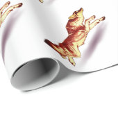 赤狐の狼ランニング犬の茶色の白 ラッピングペーパー (ロールコーナー)