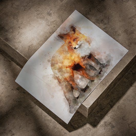 赤狐水彩肖像04 ポスター