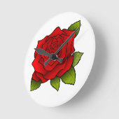 赤独身のいローズオンホワイト ラウンド壁時計 (傾斜)