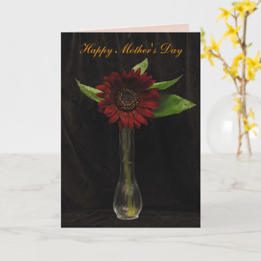 赤独身のひまわり母の日 カード (黄色い花)