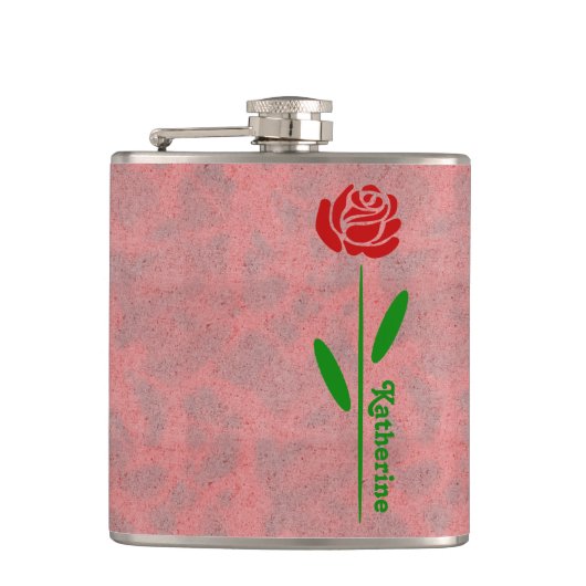 赤独身のバラ緑の茎葉の名カスタマイズ前 フラスク (正面)