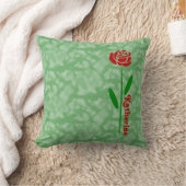 赤独身のバラ緑の葉茎パーソナライズされた クッション (ブランケット)