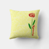 赤独身のバラ緑の葉茎パーソナライズされた クッション (裏面)