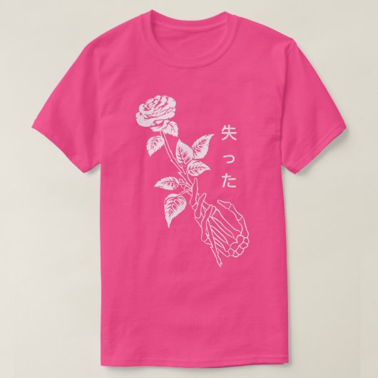 赤独身のバラ花骨格 Tシャツ (デザイン正面)
