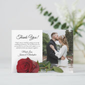赤独身のローズエレガントなウェディングフォト サンキューカード (スタンド正面)