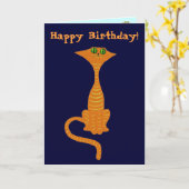 赤猫のバースデおもしろいーカード カード (黄色い花)