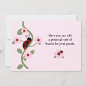 赤玉虫と花の赤ちゃんシャワーサンキューカード サンキューカード (裏面)