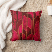 赤王室のと金ゴールドのアールデコパターン クッション (ブランケット)