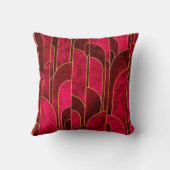 赤王室のと金ゴールドのアールデコパターン クッション (裏面)