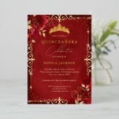 赤王室のスパークル金ゴールドバラキンセアニェラ 箔招待状 (立ち正面)