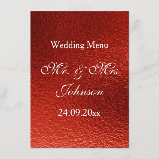 赤王室のパーソナライズされた光沢メニュー メニュー (正面)