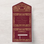 赤王室の中世結婚刀 オールインワン招待状 (内側)