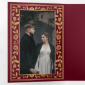 赤王室の中世結婚刀 三つ折り招待状 (内部最初)