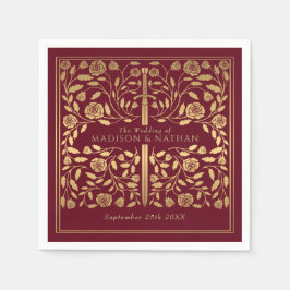 赤王室の中世金ゴールド結婚剣 スタンダードカクテルナプキン