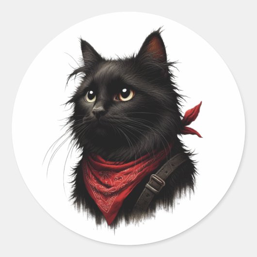 赤王室の冠の黒猫 ラウンドシール (正面)