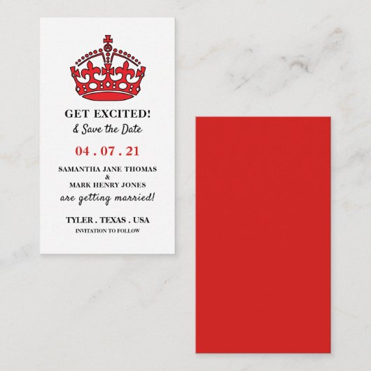 赤王室の冠、興奮して日付を保存 エンクロージャーカード (正面/裏面)