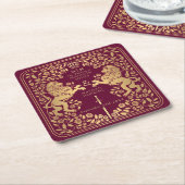 赤王室の獅子中世結婚剣 スクエアペーパーコースター (アングル)