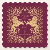 赤王室の獅子中世結婚剣 ペーパーコースター (正面)