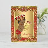 赤王室の王子王冠の赤ちゃんシャワー熊エスニック 招待状 (スタンド正面)