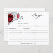 赤王室の白シルバーブライダルシャワーレシピカード (正面/裏面)