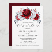 赤王室の白シルバーメタリックリハーサルディナー 招待状 (正面/裏面)