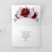 赤王室の白銀金属ブライダルシャワー サンキューカード (内部)