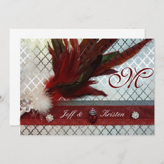 赤王室の結婚式招待状 招待状 (正面/裏面)