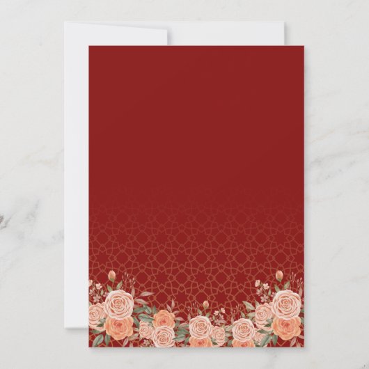 赤王室の金ゴールドフローライスラム結婚教徒 招待状 (裏面)