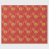 赤王室の金ゴールド中国の〔占星術の〕十二宮図旧正月2024 ラッピングペーパー (フラット)