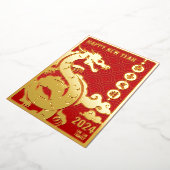 赤王室の金ゴールド中国の〔占星術の〕十二宮図旧正月2024 箔シーズンカード (回転した状態)