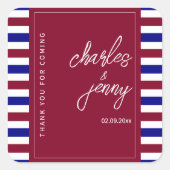 赤王室の青結婚テーマ スクエアシール (正面)