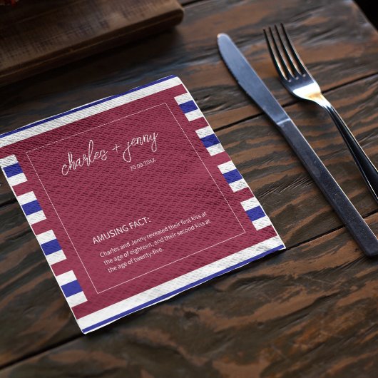 赤王室の青結婚テーマ スタンダードカクテルナプキン