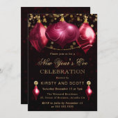 赤瑪瑙とゴールドのニューイヤーパーティー 招待状 (正面/裏面)