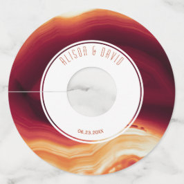 赤瑪瑙とフレームのエッジモダン秋の結婚式 ワイングラスタグ