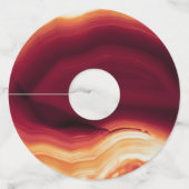 赤瑪瑙とフレームのエッジモダン秋の結婚式 ワイングラスタグ (裏面)